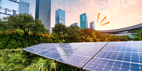 solar panels in sunshine