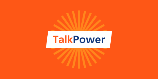 talk power text on edf background