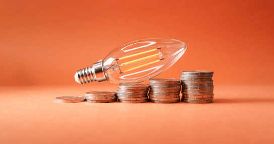 Lightbulb and coins